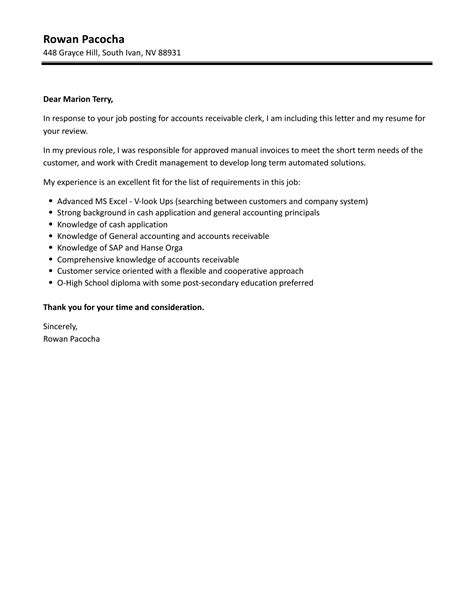 Account clerk cover letter